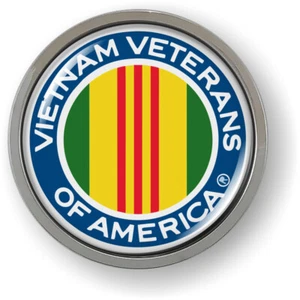 Emblem Car Sticker Chrome ROUND Bezel - Vietnam Veterans of America - Picture 1 of 17