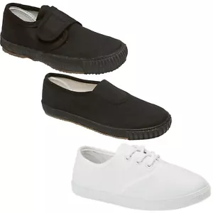 KIDS PE PUMPS SHOES CHILDRENS BOYS GIRLS UNISEX SCHOOL SPORTS TRAINERS PLIMSOLLS - Picture 1 of 7