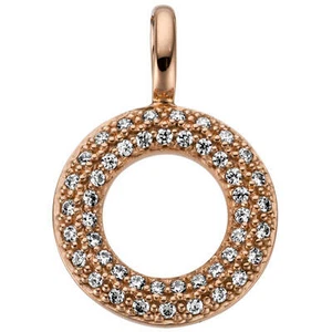 Colgante Circular Ø 11,7mm 585 Oro Rosa Con 46 Diamantes Brillantes 0,15ct. - Imagen 1 de 1
