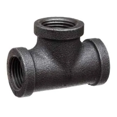 1/8" FNPT Pipe Tee Fitting Black-Coated Malleable Iron Class 150 - Image 1 of 2