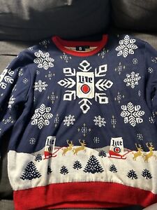 Miller Lite 2019 Christmas Holiday Party Sweater Snowflakes Men Size X Large