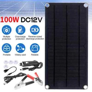 100W Solar Panel Kit Set Trickle Battery Charger 12V For Car Van Caravan Boat UK - Picture 1 of 17