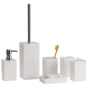 Bathroom Accessory Set - 6 PCS White Bathroom Accessories Sets Complete with ... - Picture 1 of 7