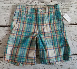 Pantalones Cortos GAP KIDS 6 Niños Naranja Azul a Cuadros, Cintura Ajustable NUEVO - NUEVO CON ETIQUETAS 6 - Imagen 1 de 2