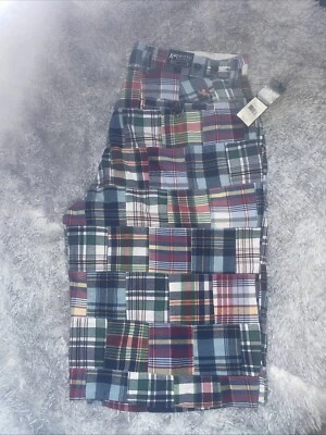NWT American Living Patchwork Plaid Board Shorts Mens 34 Classic Preppy 4672 - Image 1 of 4