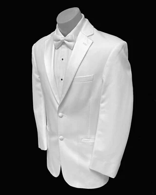 Men's White Tuxedo Jacket Two Button with Satin Notch Lapels Machine Washble - Image 1 of 4