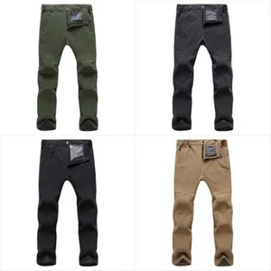 Men Fleece Lined Hiking Outdoor Softshell Pants Waterproof Trousers Comfort Warm - Picture 1 of 13