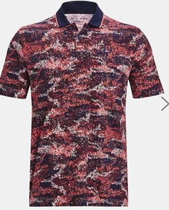 Under Armour Men's ISO Chill Edge Golf Polo, Midnight Navy/Venom Red Size L - Picture 1 of 5