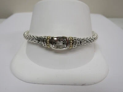 设计师 LAGOS 纯银 18k 鱼子酱颜色白色黄玉手链 — 第 1/4 张图片