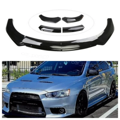 For Mitsubishi Lancer EVO Mirage Glossy Black Car Front Bumper Lip Lower Spoile Foto 1 de 4