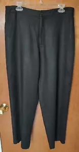 Chico's Design size 2 (L/12) black 100% linen pants side elastic zipper/button - Picture 1 of 6