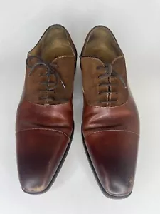 Magnanni For Saks Fifth Avenue Men's Size 10.5M Brown Leather Cap Toe Oxford - Picture 1 of 17