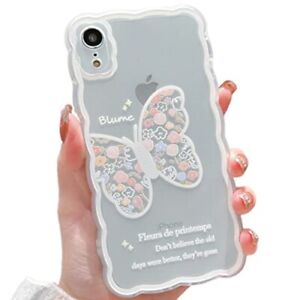 Funda Transparente Para iPhone XR Moda Mariposa Floral De Dibujos Tpu