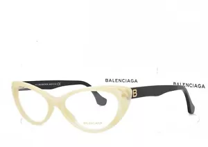 BALENCIAGA Eyeglasses Ivory black Cat Eye New Authentic 5013 060 54-16-140 - Picture 1 of 5
