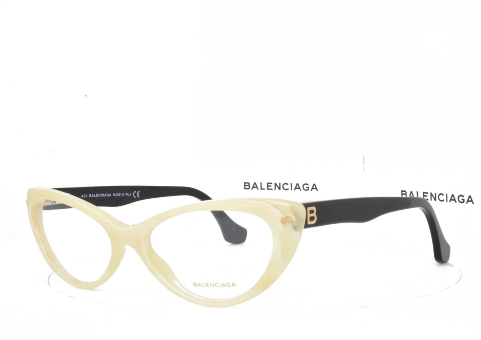 BALENCIAGA Eyeglasses Ivory black Cat Eye New Authentic  5013 060 54-16-140 - Image 1 of 4