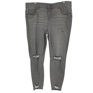 TORRID Bombshell Skinny Jeans Grey Distressed Holes Ripped Stretch Womens 18 NEW - Picture 1 of 12