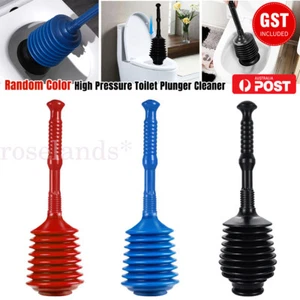 Toilet Plunger Bathroom Drain Clean Powerful High Pressure Thrust Plunge Cleaner - Picture 1 of 20