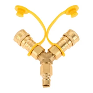 3/8Inch Propane Natural Gas Quick Connect Y-Splitter Adapter for Weber BBQ RV HQ - Picture 1 of 11