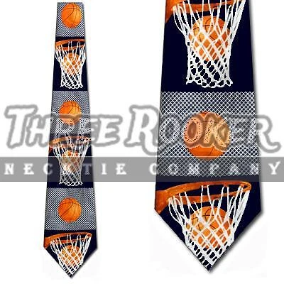 Gravatas de basquete argolas gravatas bolas redes aro gravatas masculinas novas em folha - Imagem 1 de 3