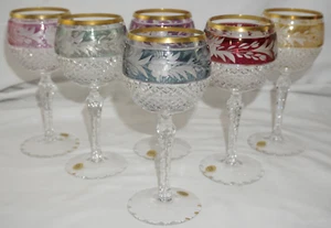 Copas de vino Ebeling & Reuss Marchioness (6) Hock, 6 5/8" 6 colores nuevas con etiquetas (G73) - Imagen 1 de 15
