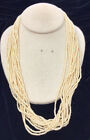 Vintage Costume Chunky Multi Strand Cream Colored Glass Beaded Necklace 20"HH615
