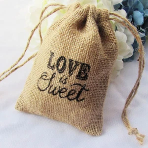 8 x BURLAP JUTE Nature Gift Bags Candy Bags Wedding Party Favor Sack - Picture 1 of 4