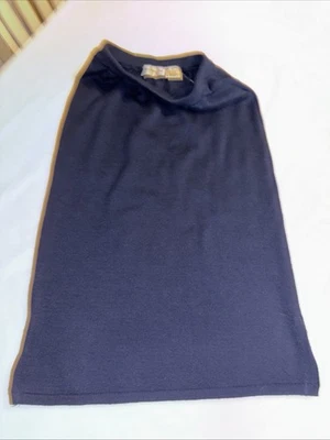 Винтажная юбка 1990-х Liz Claiborne шерстяная смесь вязаная темно-синяя 10 сделано в Израиле - Изображение 1 из 4