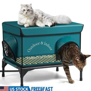 Beheiztes Katzenhaus für draußen mit wasserdichter Isolierung erhöhtes Design sicherer Unterstand - Bild 1 von 8