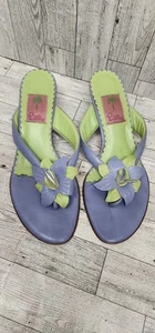 Vintage Lilly Pulitzer Thong Low Kitten Heel Sandal Blue/Green Flower Size 9 1/2 - Picture 1 of 6