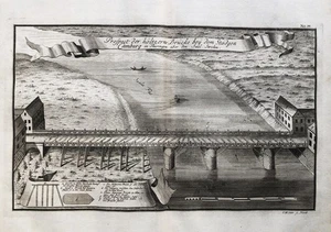 Camburg Saale puente puente Turingia vista grabado en cobre 1735 - Imagen 1 de 1