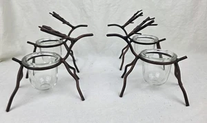 Metal Reindeer Glass Candle Votive Holder Christmas Decor Copper Black- Set Of 4 - Picture 1 of 4