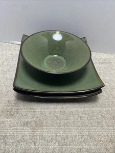 3 Pc Set Gabbay Fusion Wasabi 2 Salad Plate & 1 Bowl Dining Dishes Lot - Picture 1 of 7