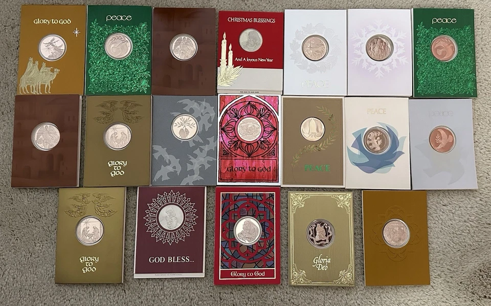 Tarjetas de Navidad The Franklin Mint con colección medallón de 29 de 1967-1982 Foto 1 de 4