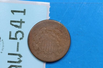 1871 2C TWO 2 CENT PEICE COPPER EARLY US TYPE COIN RW-541 - Image 1 of 2