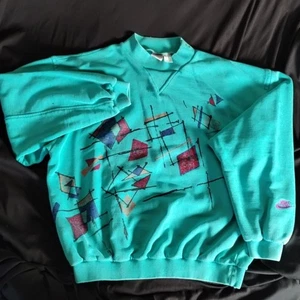 Vintage Nike Crewneck Sweatshirt 80s Teal Mens Medium Embroidered Swoosh Rare - Bild 1 von 24