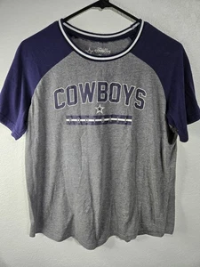 T-shirt donna Dallas Cowboys taglia large blu grigia calcio NFL maglietta autentica - Foto 1 di 10