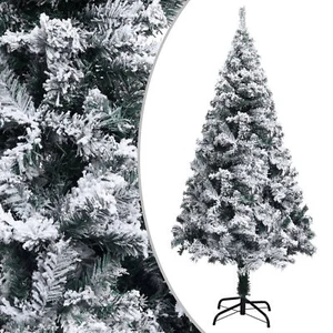 Artificial Christmas Tree with Flocked Snow Green 120 PVC K0G8 - Picture 1 of 6