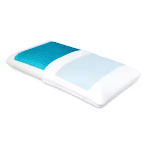 Comfort Revolution Bed Pillow 18" x 34" Cooling Gel Memory Foam in White/Blue - Picture 1 of 3