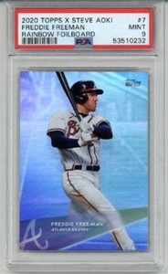 2020 TOPPS  X STEVE AOKI RAINBOW FOILBOARD #7 FREDDIE FREEMAN CARD PSA 9 POP 4