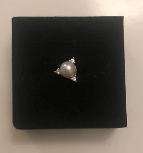 Fake pearl with CZ Piercing Hypoallergenic surgical steel/cubic zirconia - Picture 1 of 2