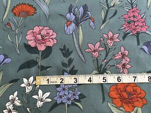 'Flowers on Dark Teal'  extra wide floral patchwork/craft cotton