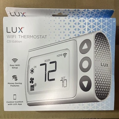 LUX CS1 Wifi Digital Thermostat White Model CS1-WH1-B04 - NEW & FACTORY SEALED! - Image 1 of 4