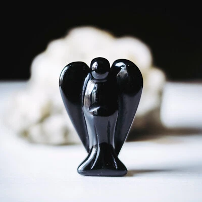 Ange OBSIDIENNE NOIRE 4cm Lithothérapie Minéraux Energie Protection