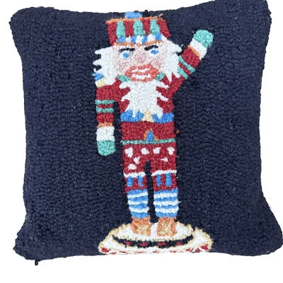 Chandler 4 Esquinas Almohada Navidad Cascanueces 18x18 Lana Enganchada a Mano Foto 1 de 4