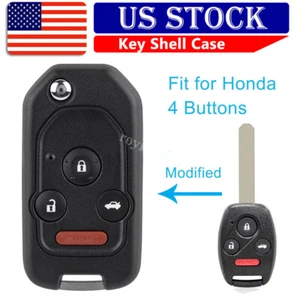 Car Key Shell for 2005 2006 2007 2008 2009 2010 2011 2012 - 2015 Honda Pilot 4B - Picture 1 of 10