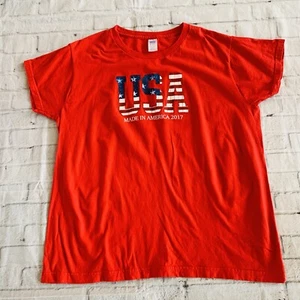USA Womens Made In America Red Tee Shirt Size XL - Picture 1 of 9
