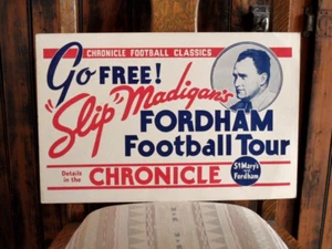 orig. 1920's-30's FOOTBALL SIGN Slip Madigan Saint Mary's Gaels vs Fordham Rams - Picture 1 of 8