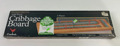 Cardinal Premier Edition Solid Wood Cribbage Board 1993 Sealed - Image 1 of 4