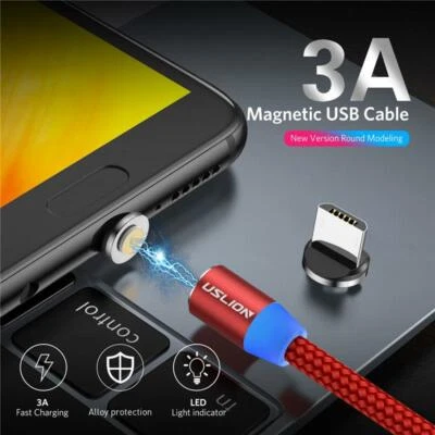 USLION 3A Magnetic Fast Charging Cable USB Type C And Micro USB - NEW - Image 1 of 4