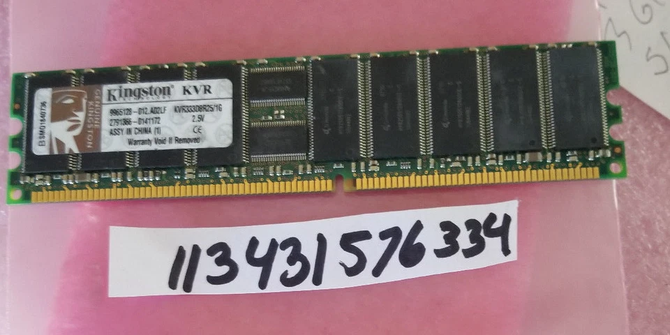 KVR333D8R25/1G Kingston 1GB DDR Registered ECC PC-2700 333Mhz 2Rx8 Memory - Image 1 of 1